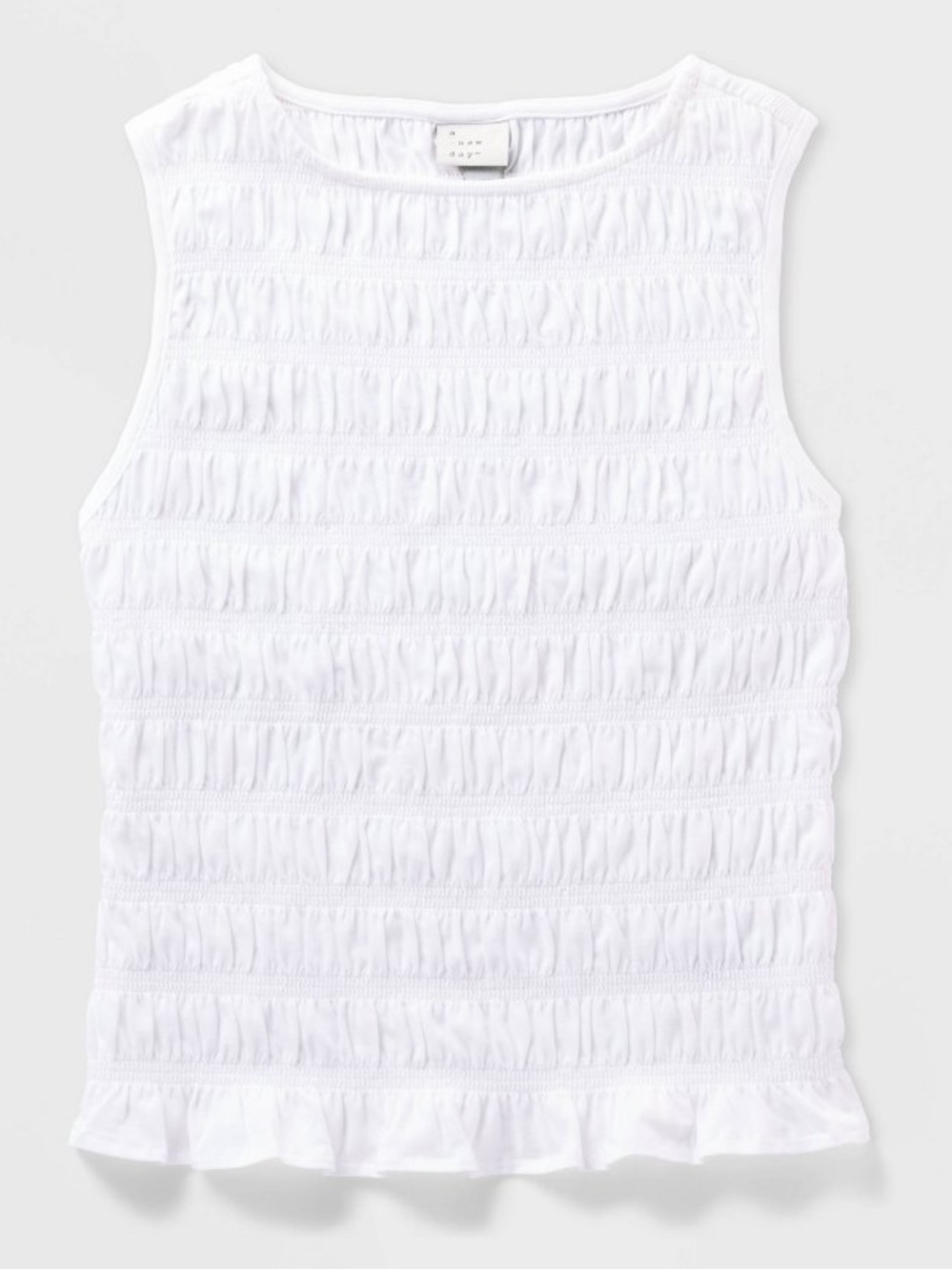 *Sold Out in Store* Sleeveless Smocked Ruffle Hem Top - White